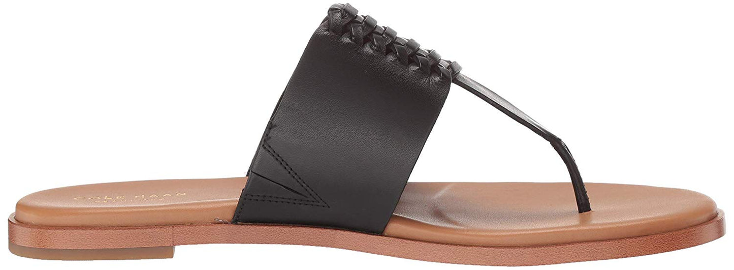 Cole Haan महिला फेलिक्स स्प्लिट टो कैजुअल टी-स्ट्रैप सैंडल काला साइज़ 9 बी