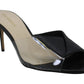 Enzo Angiolini Women's Adelia Leather Peep Toe Special Occasion Slide Sandals Black Size 8.5 M