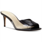 Enzo Angiolini Women's Adelia Leather Peep Toe Special Occasion Slide Sandals Black Size 8.5 M