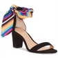 INC International Concepts Women's Fabric Open Toe Stripe Shoes Black Size 7 M