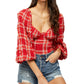 LNA Women's Robyn V Neck T-Shirt Red Size Medium
