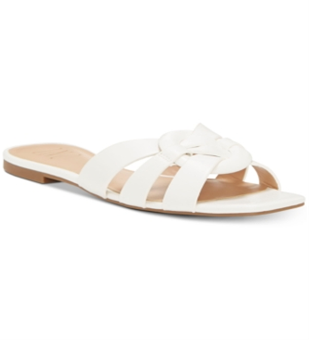 INC International Concepts Women's Padded Woven Breathable Gargi Square Toe Slip on White Size 8 M