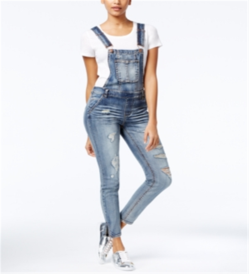 Dollhouse Juniors' Skinny Denim Overalls Blizzard Blue Size 5
