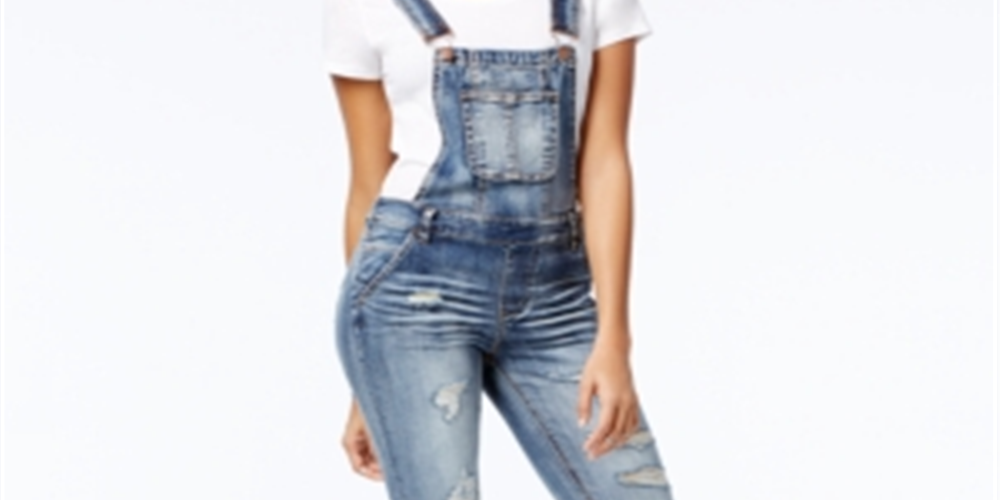 Dollhouse Juniors' Skinny Denim Overalls Blizzard Blue Size 5