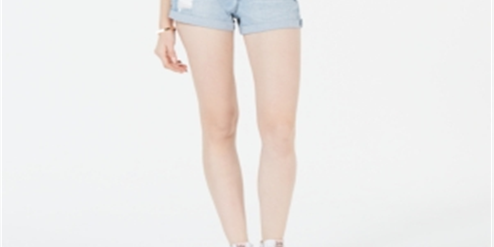 Dollhouse Juniors' Cuffed Denim Shortalls  Blue Size 15