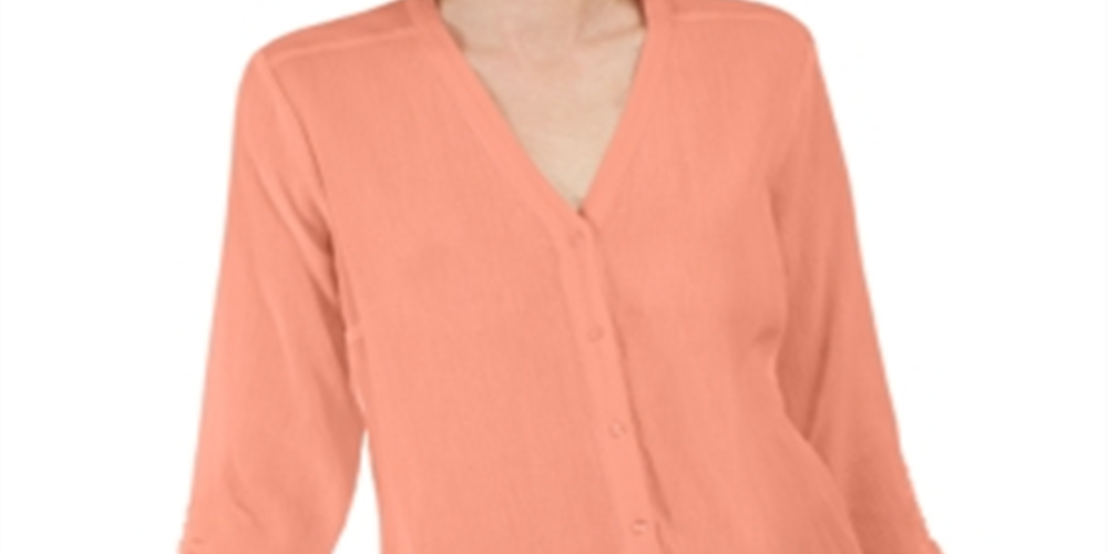 Charter Club Women's Gauzy Tie-Sleeve Blouse  Pink Size XS