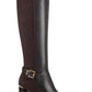 Bandolino Women's Buckle Accent Cushioned Bilya Almond Toe Block Heel Zip up Leather Heeled Boots Dark Brown Size 8 M