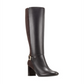 Bandolino Women's Buckle Accent Cushioned Bilya Almond Toe Block Heel Zip up Leather Heeled Boots Dark Brown Size 8 M