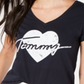 Tommy Hilfiger Women's Heart-Logo Graphic T-Shirt Sky Captain Size Large