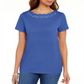 Karen Scott Women's Cotton Scalloped Neck T-Shirt Blue Size Small