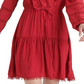 Lucky Brand Women's Parker Mini Dress Picot Trim Ruffled Red Size Medium