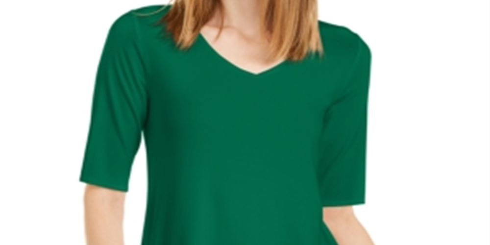 Alfani Women's V Neck Swing Tunic Green Size X-Small