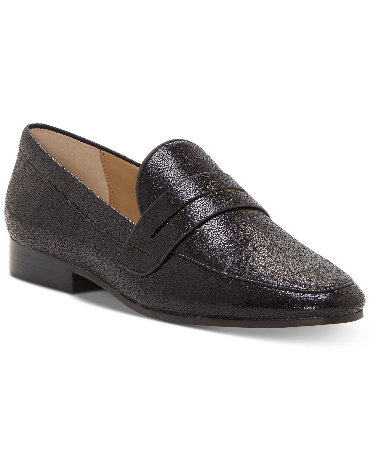 Enzo Angiolini महिलाओं के टैज़लिन लेदर क्लोज्ड टो लोफर्स, काले रंग के, साइज़ 7 M