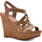 American Rag Women's Arielle Faux Leather Strappy Wedges Brown Size 8.5 M