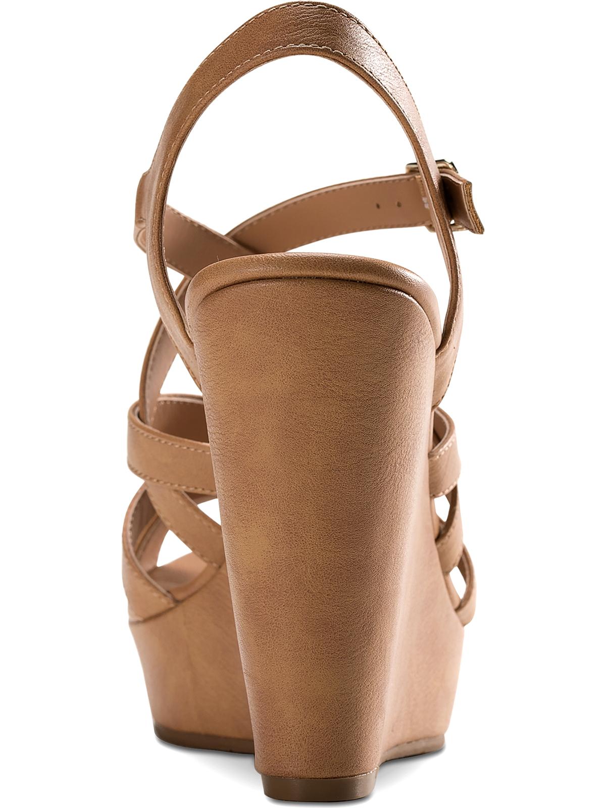 American Rag Women's Arielle Faux Leather Strappy Wedges Brown Size 8.5 M