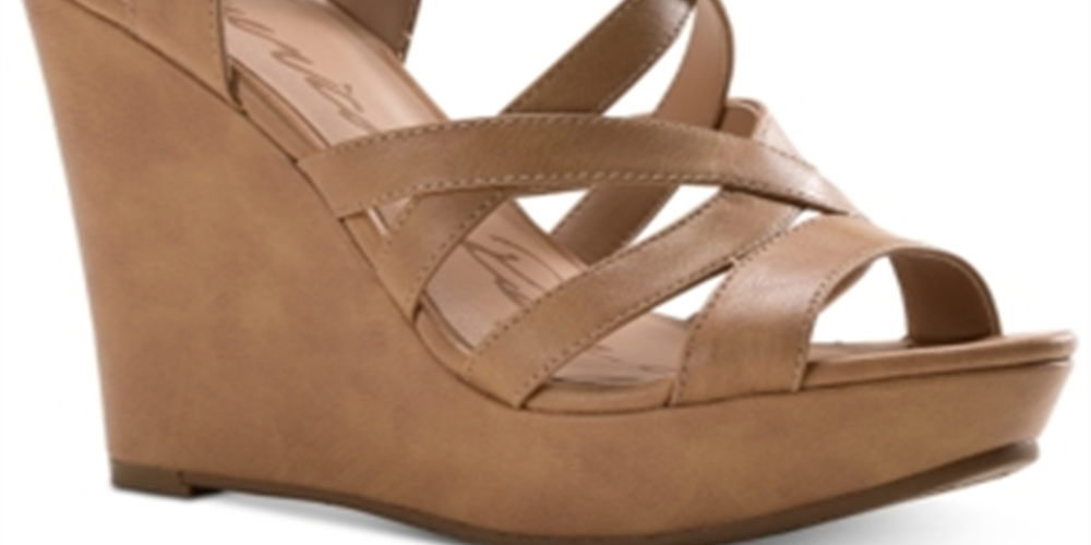 American Rag Women's Arielle Faux Leather Strappy Wedges Brown Size 8.5 M