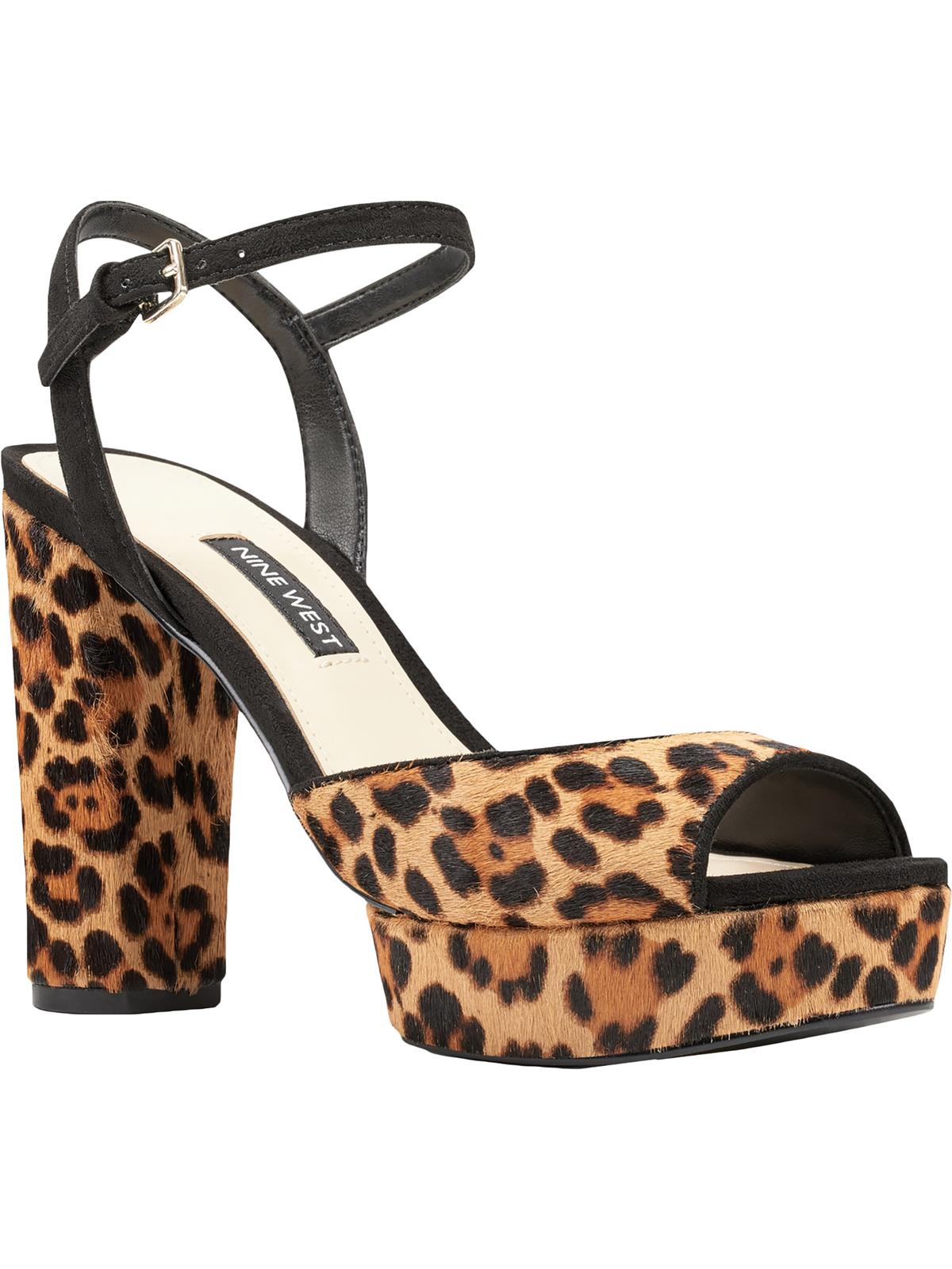 Nine West Women's Gail Leopard Sandal Brown Size 7 M