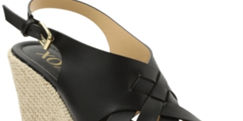 XOXO Women's Lazaro Wedge Sandal, Black, 8 M