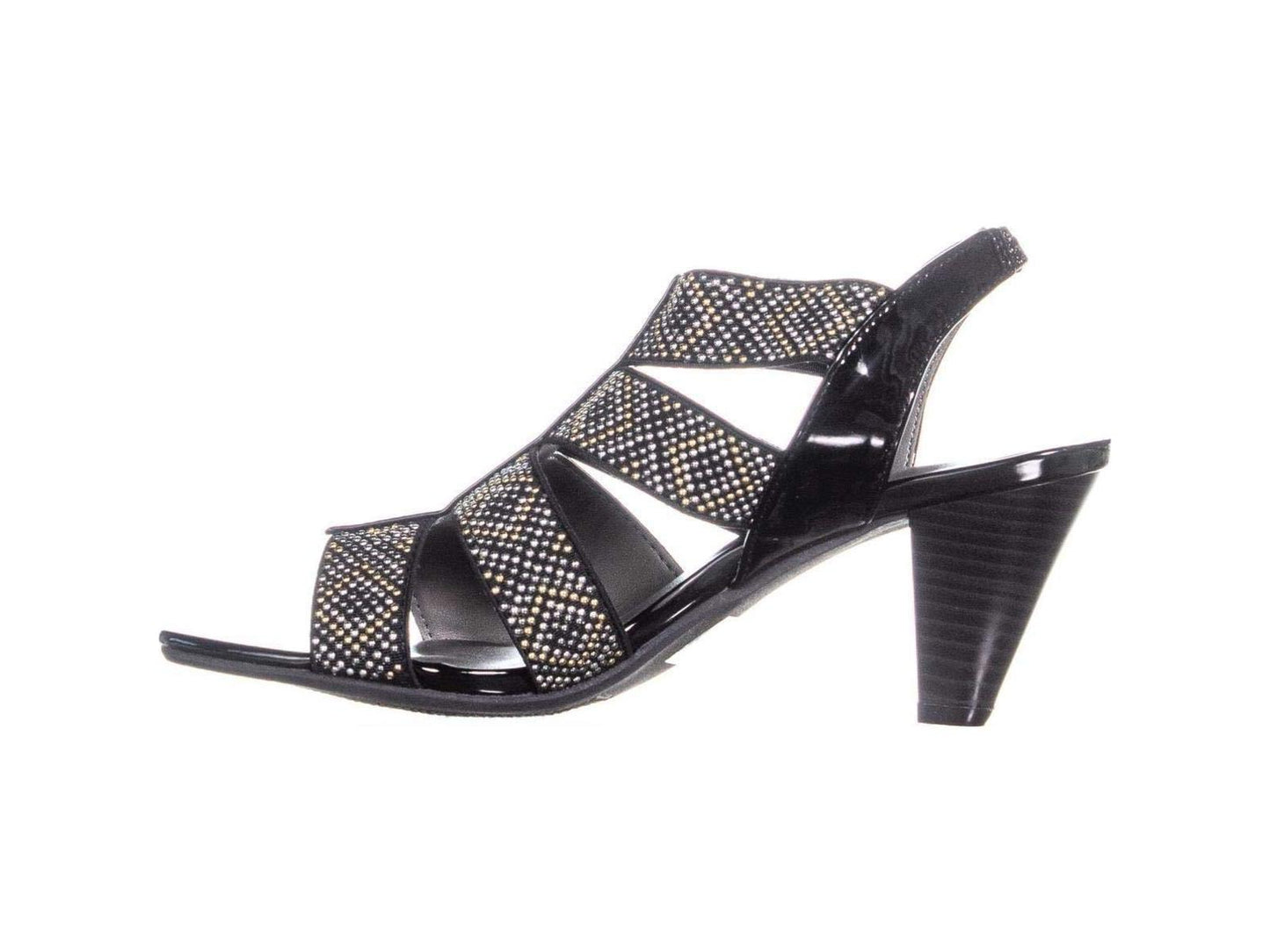 Karen Scott Women's Nicolle Fabric Open Toe Special Occasion Slingback Sandals Black Size 6.5M