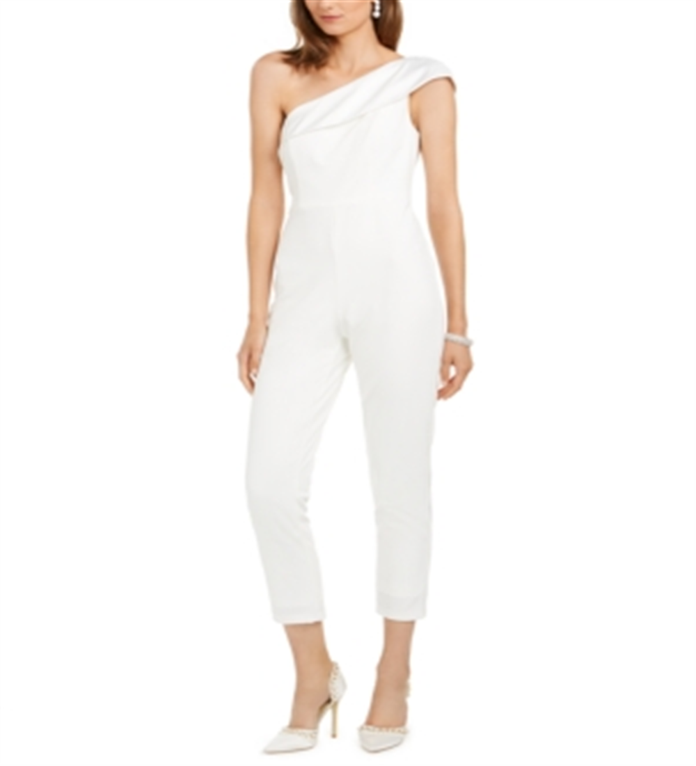 Adrianna Papell Women's One Shoulder Jumpsuit White Size 18