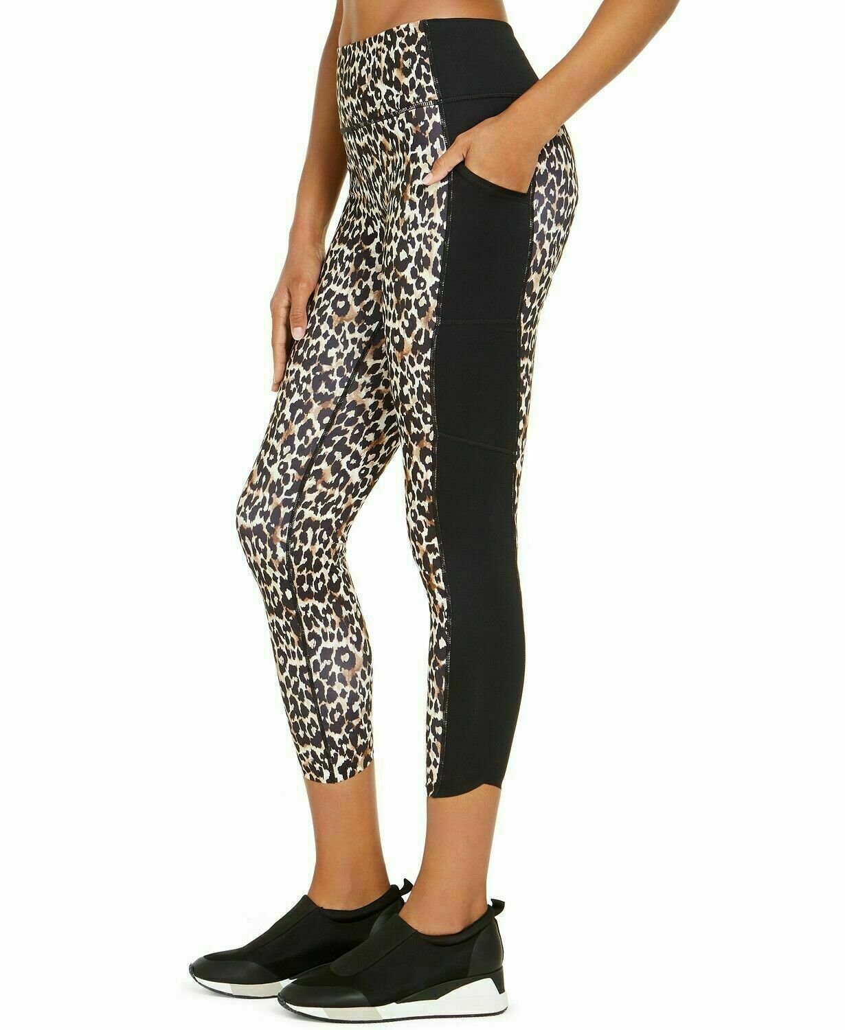 Ideology Women's Animal Print Fitness Athletic Leggings Black Size Medium