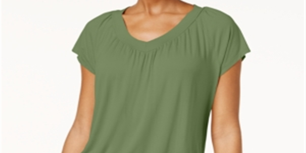 JM Collection Women's Blouson T-Shirt  Green Size XS