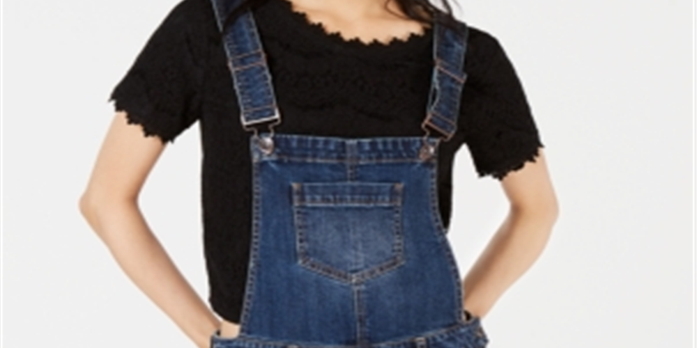 Dollhouse Juniors' Cuffed Denim Shortalls   Suede Blue Size 3