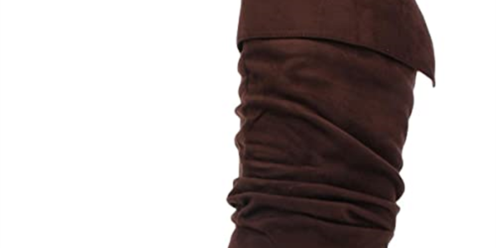 Brinley Co. Women's Wide Calf Microsuede Slouch Mid Calf Boot Brown Size 6.5