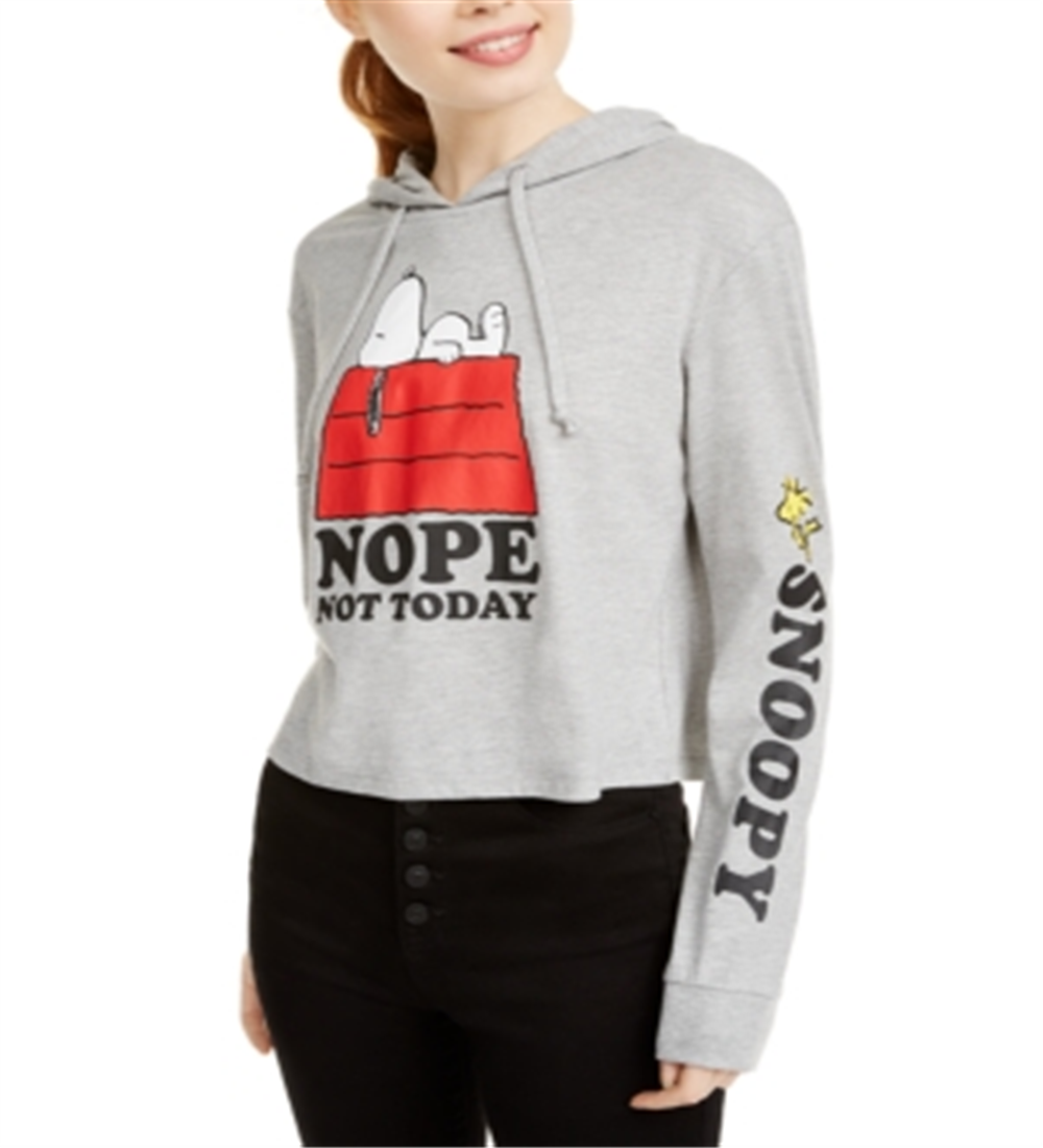 Peanuts Juniors' Snoopy Graphic Hoodie Gray Size Large