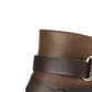 Material Girl Women's  Mixed Media Strappy Cushioned Buckle Accent Melany Round Toe Block Heel Zip-up Booties Brown Size 10 M