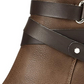Material Girl Women's  Mixed Media Strappy Cushioned Buckle Accent Melany Round Toe Block Heel Zip-up Booties Brown Size 10 M