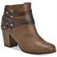 Material Girl Women's  Mixed Media Strappy Cushioned Buckle Accent Melany Round Toe Block Heel Zip-up Booties Brown Size 10 M
