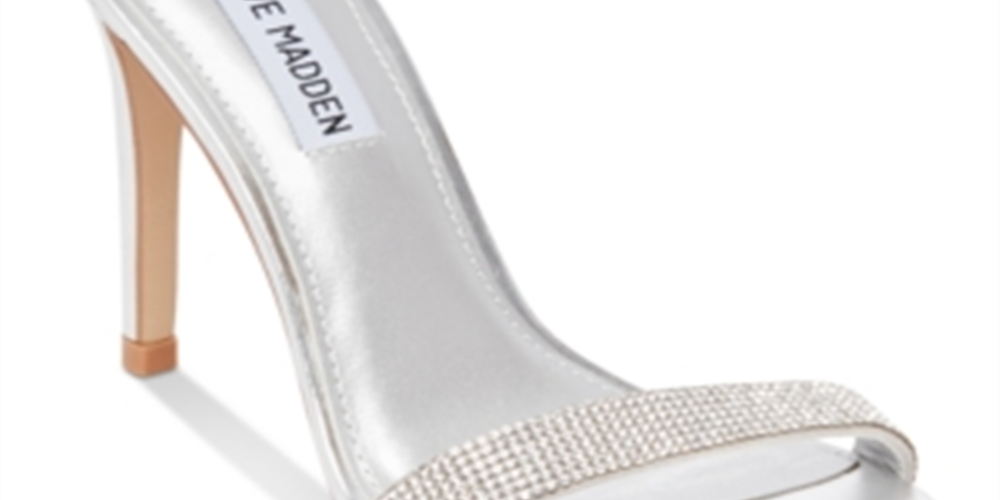 Steve Madden Women's Fabric Open Toe Special Occasion Ankle Strap Sandel Sliver Size 9 M