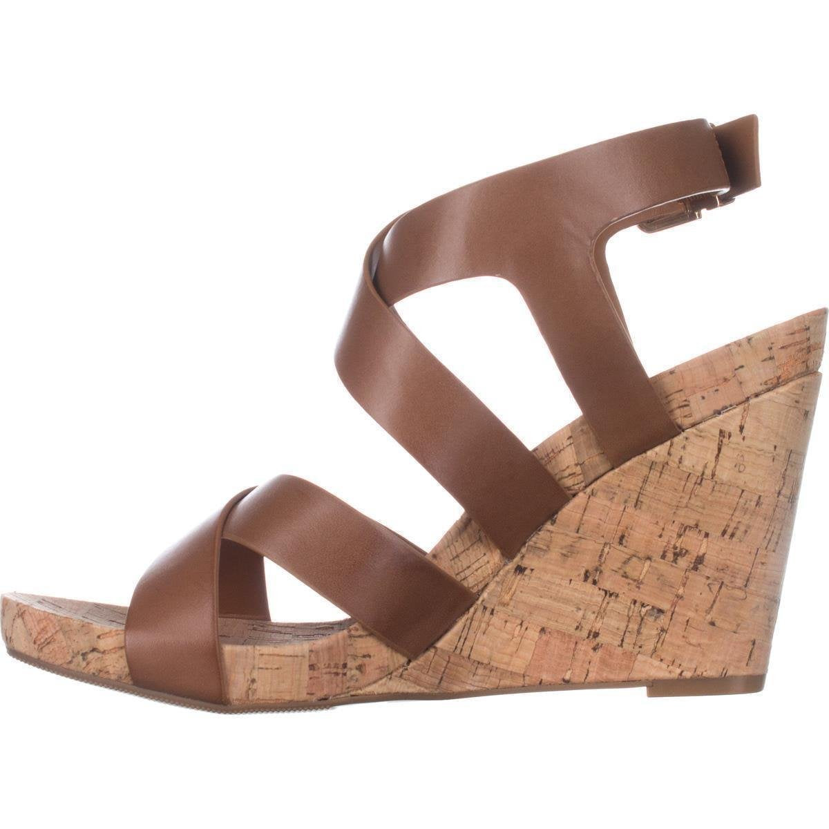 INC International Concepts Women's Landor Strappy Wedge Sandals Brown Size 7 M