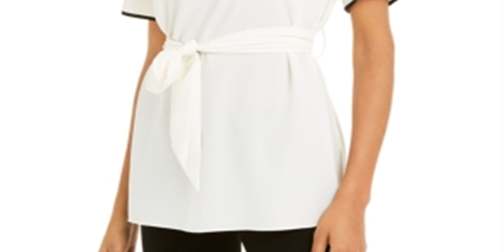 Alfani Women's Tie-Waist Top  White Size Small