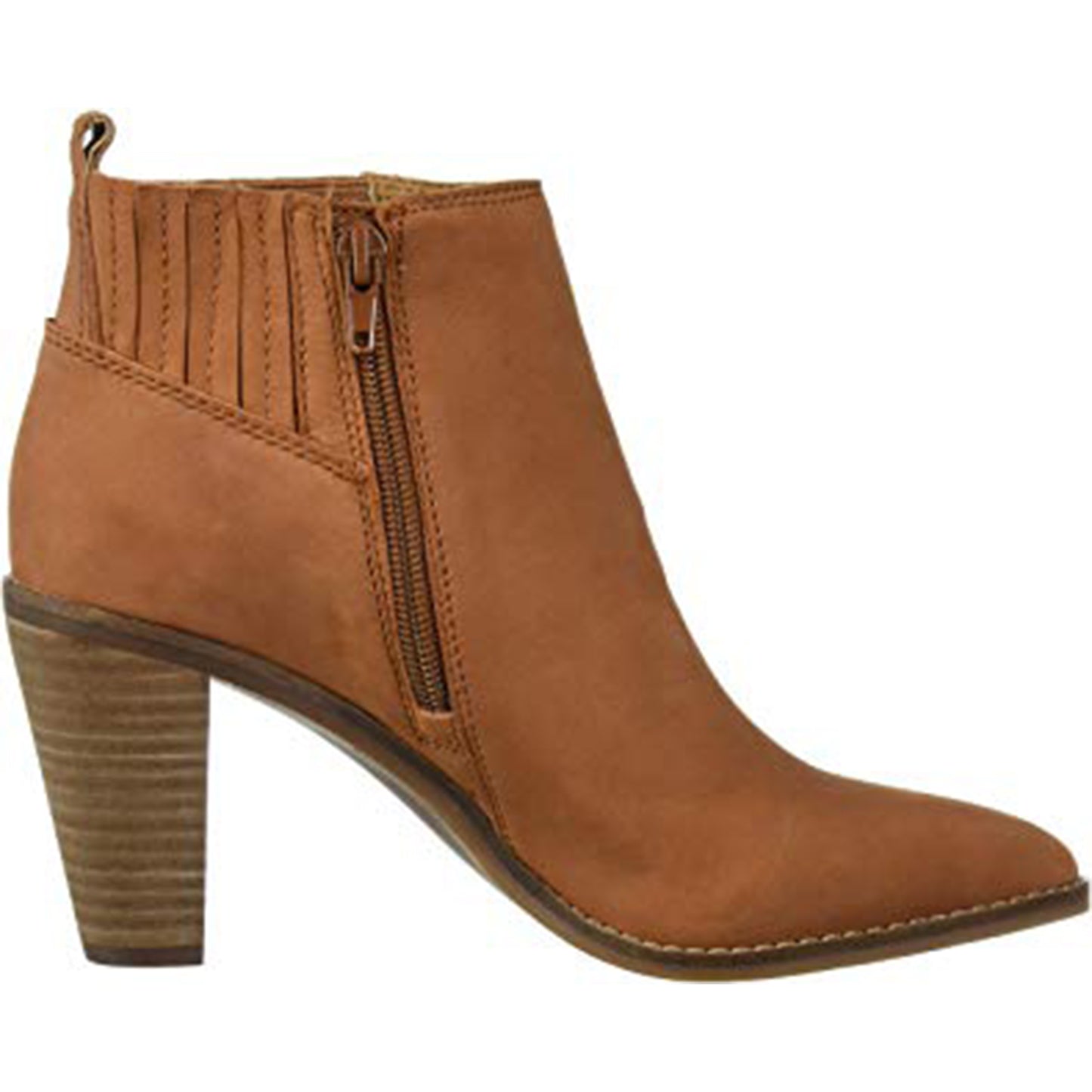 Lucky Brand Women's Nesly Synthetic Memory Foam Stacked Heel Ankle Boot Brown Size 8 M