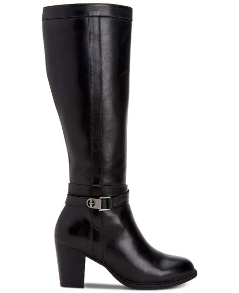 Giani Bernini Women's Rozario Leather Almond Toe Knee High Fashion Boots Black Size 5.5M