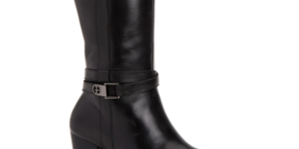 Giani Bernini Women's Rozario Leather Almond Toe Knee High Fashion Boots Black Size 5.5M