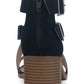 Sun + Stone Women's Quinn Block Heel City Sandals Blue Size 12M