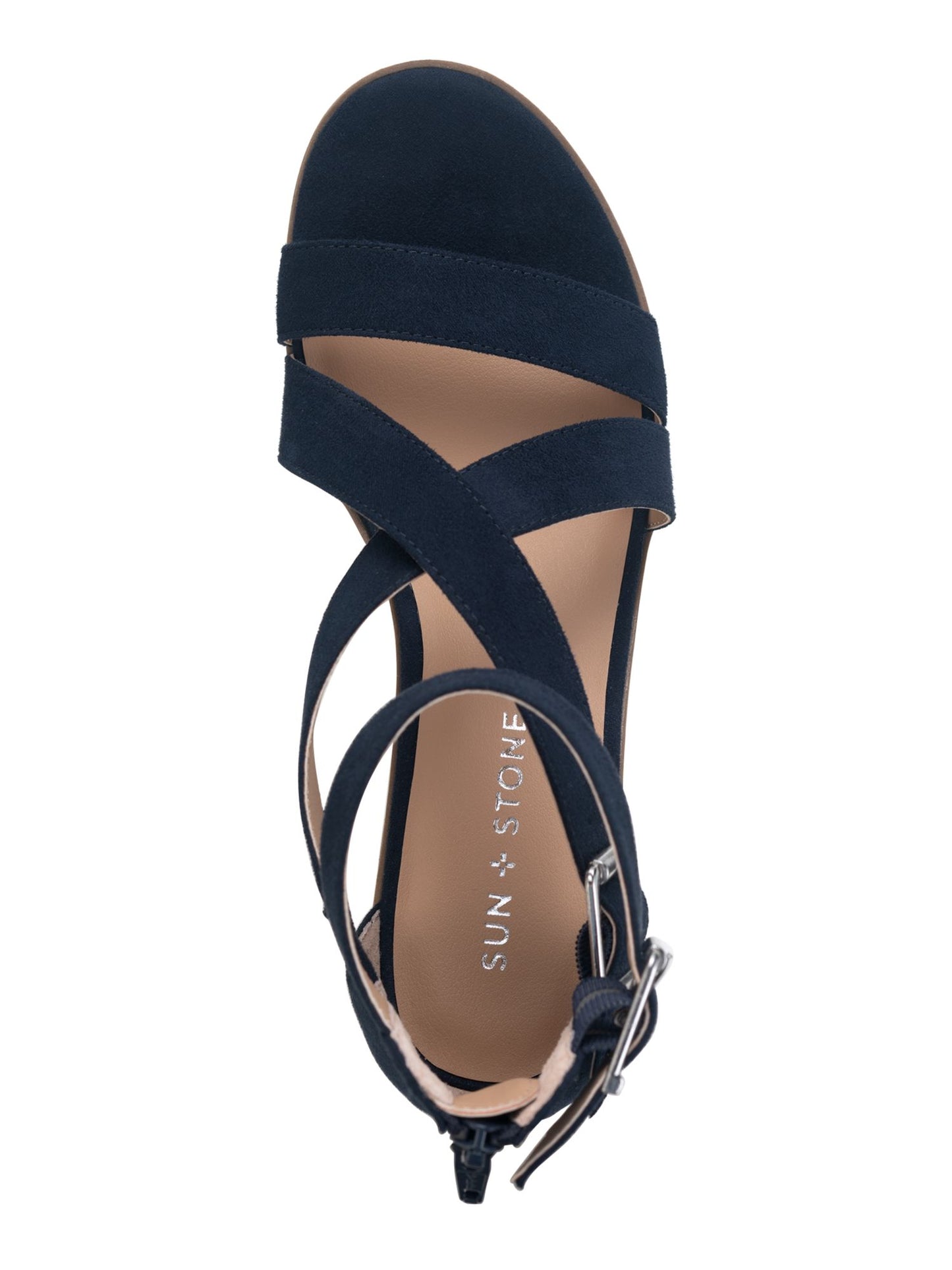 Sun + Stone Women's Quinn Block Heel City Sandals Blue Size 12M