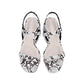Kenneth Cole Women's Maise Low Simple Peep Toe Casual Slingback Sandals Black-White Size 7.5 M