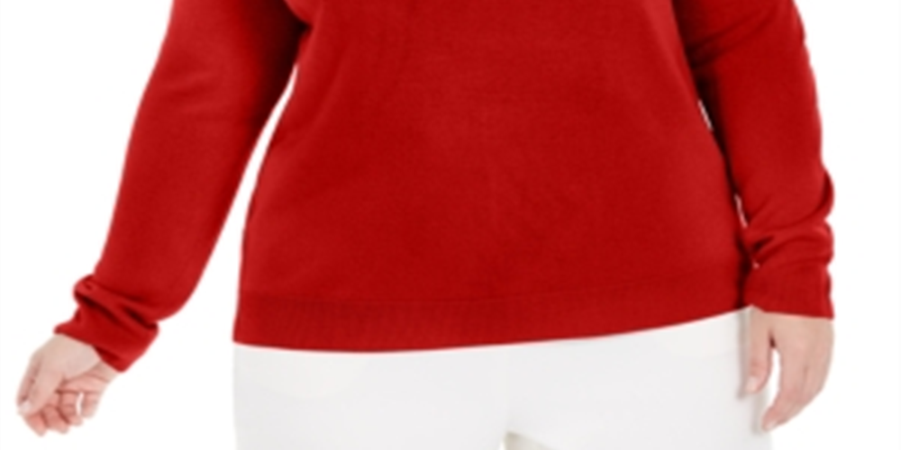 Karen Scott Women's Plus Turtleneck Luxsoft Sweater Red Size 1X