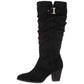 Dr. Scholl's Women's Devote Riding Faux Suede Wide Calf Boots Black Size 9M