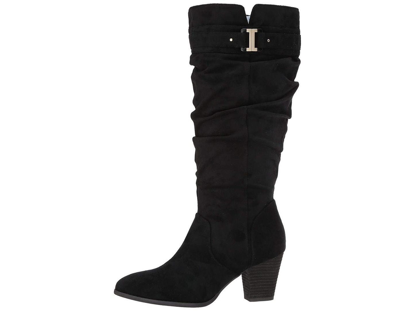 Dr. Scholl's Women's Devote Riding Faux Suede Wide Calf Boots Black Size 9M
