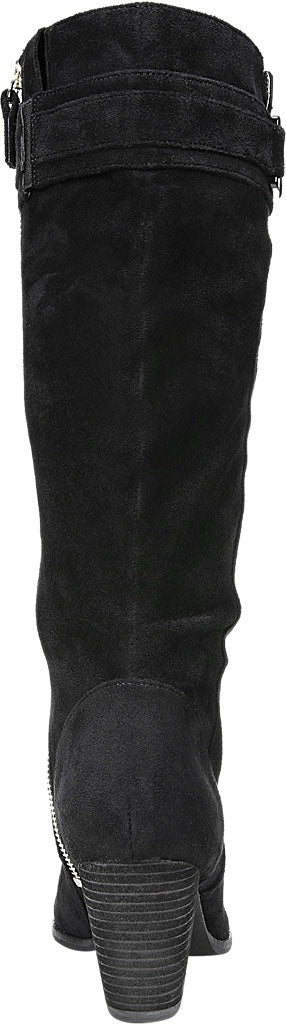 Dr. Scholl's Women's Devote Riding Faux Suede Wide Calf Boots Black Size 9M