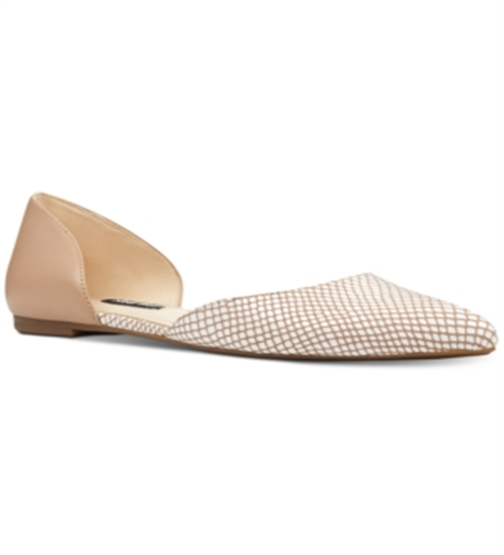 Nine West Women's Starship Leather Pointed Toe Ballet Flats Brown Size -8.5 M