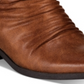 Baretraps Women's Posted Ankle Straps Ruched Cushioned Round Toe Stacked Heel Zip up Booties Brown Size 11 M