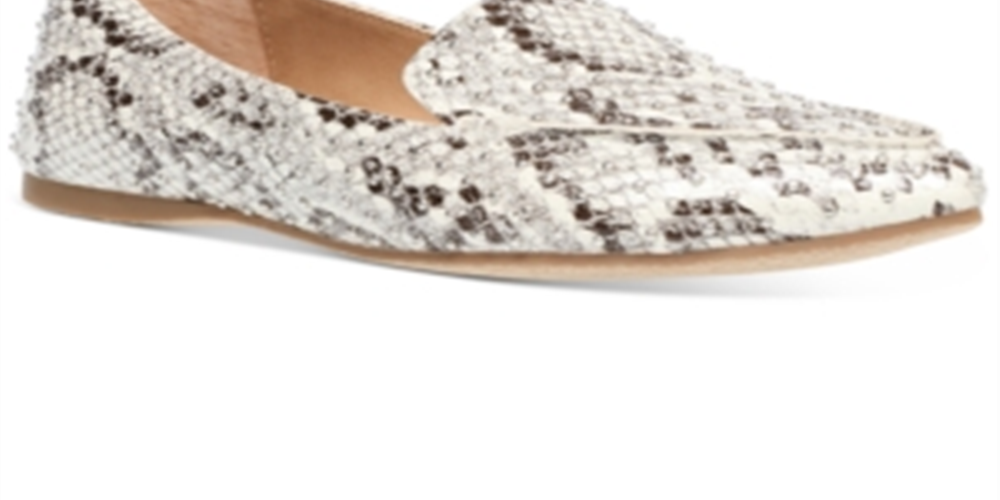 Steve Madden Women's  Snake Print Moc-Toe Studded Feather-s Pointed Toe Slip on Loafers White Size 11 M