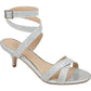 Jewel Badgley Mischka Women's Newton Ankle Open Toe Evening Heels Silver Crystals Size 6.5M