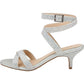 Jewel Badgley Mischka Women's Newton Ankle Open Toe Evening Heels Silver Crystals Size 6.5M
